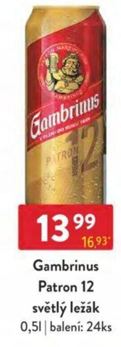 Qanto Gambrinus Patron 12 světlý ležák 0.5L nabídka