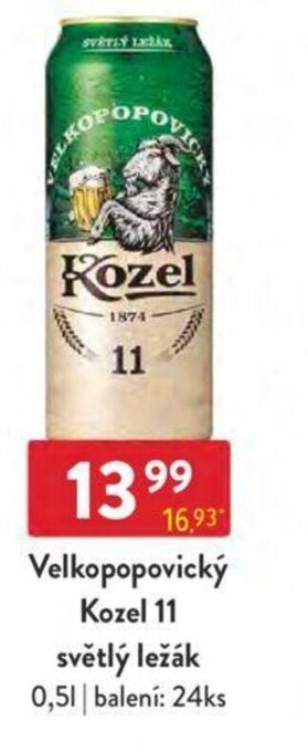 Qanto Velkopopovický Kozel 11 světlý ležák nabídka