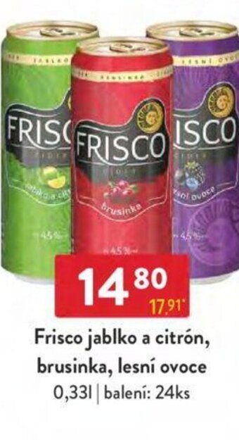 Qanto Frisco jablko a citrón, brusinka, lesní ovoce 0,33L nabídka