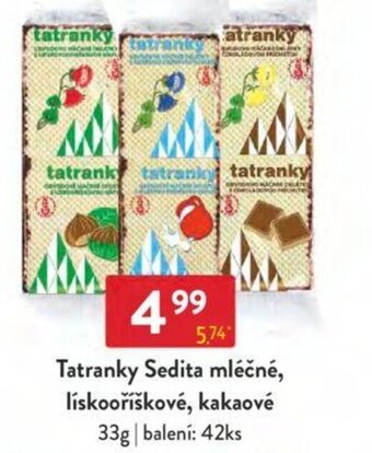 Qanto Tatranky Sedita mléčné, lískooříškové, kakaové 33g nabídka