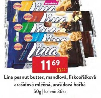 Qanto Lina peanut butter, mandlová, lískooříšková arašídová mléčná, arašídová hořká nabídka
