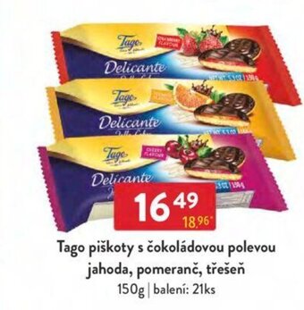 Qanto Tago piškoty s čokoládovou polevou jahoda, pomeranč, třešeň 150g nabídka