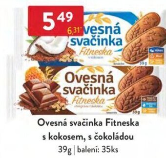Qanto Ovesná svačinka Fitneska s kokosem, s čokoládou 39g nabídka