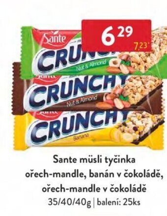 Qanto Sante müsli tyčinka ořech-mandle, banán v čokoládě, ořech-mandle v čokoládě nabídka