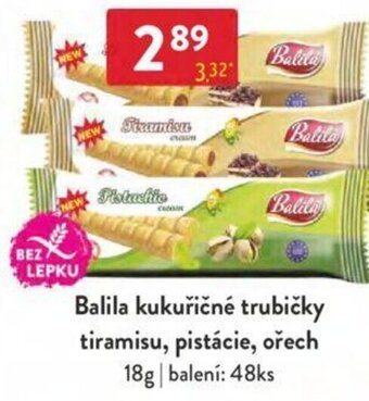 Qanto Balila kukuřičné trubičky tiramisu, pistácie, ořech 18g nabídka