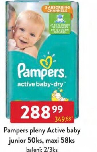 Qanto Pampers pleny Active baby junior 50ks, maxi 58ks nabídka