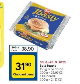 Tesco Zott toasty nabídka