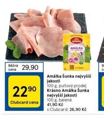 Tesco Krásno amálka, šunka nejvyšší jakosti nabídka