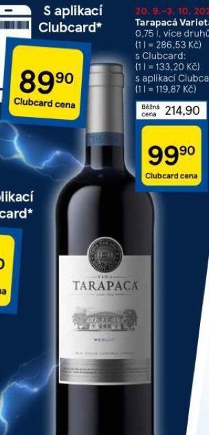 Tesco Tarapacá varietal nabídka