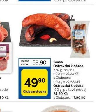 Tesco Ostravská klobása nabídka