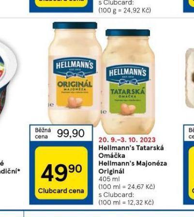 Tesco Hellmann´s tatarská omáčka, majonéza nabídka