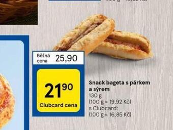 Tesco Snack bageta s párkem a sýrem nabídka