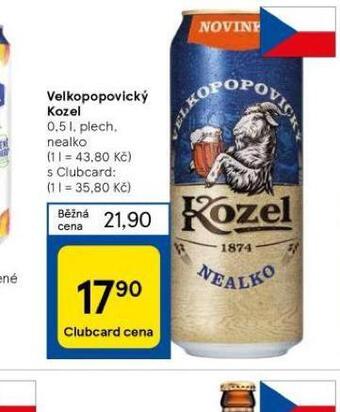 Tesco Velkopopovický kozel nealko nabídka