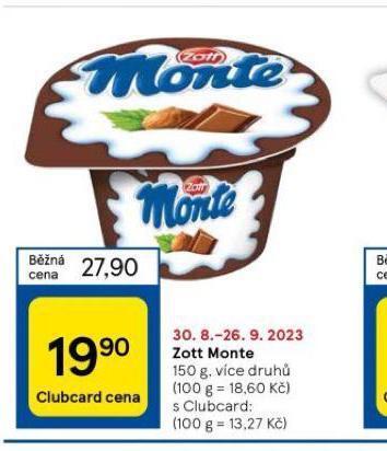 Tesco Zott monte nabídka
