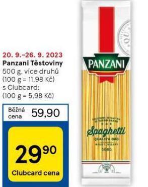 Tesco Panzani těstoviny nabídka