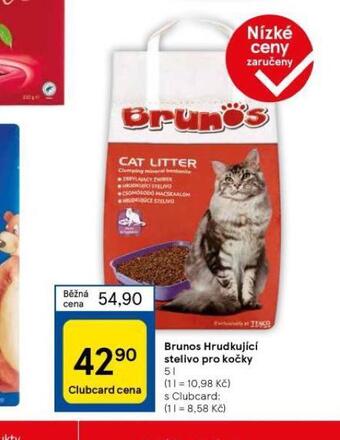Tesco Brunos hrudkující stelivo pro kočky nabídka