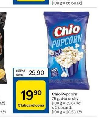 Tesco Chio popcorn nabídka