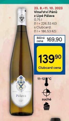 Tesco Vinařství pánů z lipé pálava nabídka