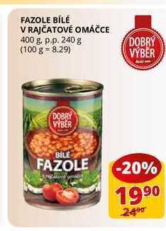 Flop Fazole bílé v rajčatové omáčce 400 g. p.p. 240 g nabídka