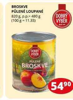Flop Broskve půlené loupané 820 g. p.p.= 480 g nabídka