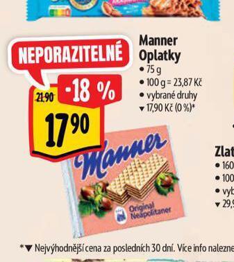 Albert Manner oplatky nabídka