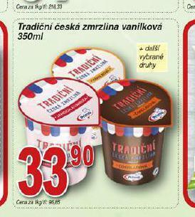 Hruška Prima tradiční česká zmrzlina nabídka