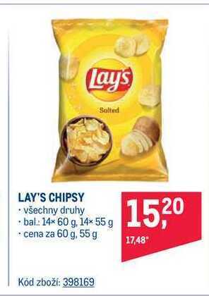 Makro Lay's chipsy 55 - 60 g nabídka