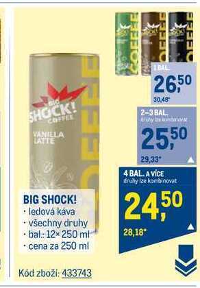 Makro Big shock! ledová káva plech 250 ml nabídka