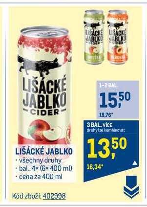 Makro Lišácké jablko cider plech 400 ml nabídka