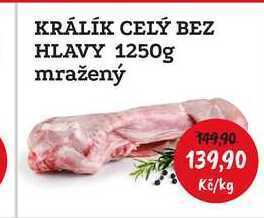 RABBIT řeznictví Králík celý bez hlavy 1250g mražený nabídka