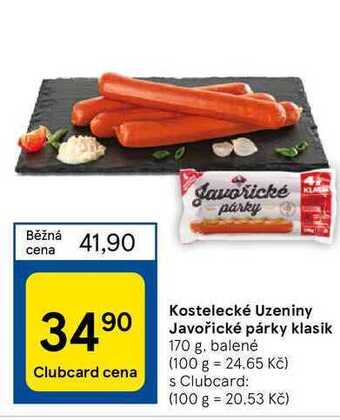 Tesco Kostelecké uzeniny javořické párky klasik 170 g nabídka