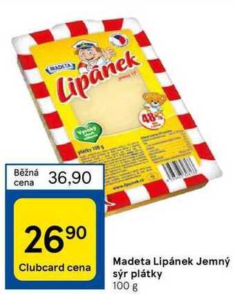 Tesco Madeta lipánek jemný sýr plátky 100 g nabídka