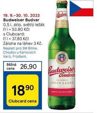 Tesco Budweiser budvar 0.5 l nabídka