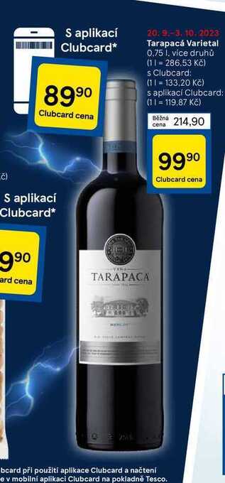 Tesco Tarapacá varietal 0.75 l nabídka