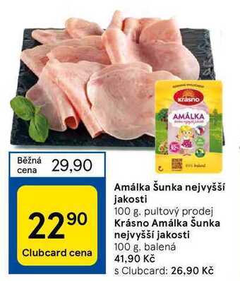 Tesco Amálka šunka nejvyšší jakosti 100 g nabídka