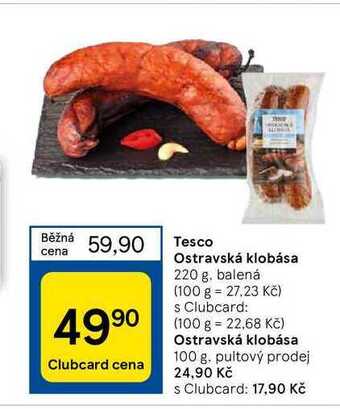 Tesco Tesco ostravská klobása 220 g nabídka