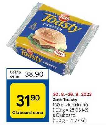 Tesco Zott toasty 150 g nabídka
