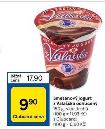 Tesco Smetanový jogurt z valašska ochucený 150 g nabídka