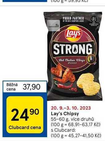 Tesco Lay's chipsy 55-60 g nabídka