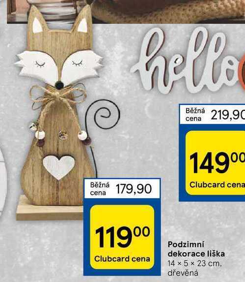 Tesco Podzimní dekorace liška 14 x 5 x 23 cm. dřevěná nabídka