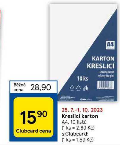 Tesco Kreslicí karton a4, 10 listů nabídka