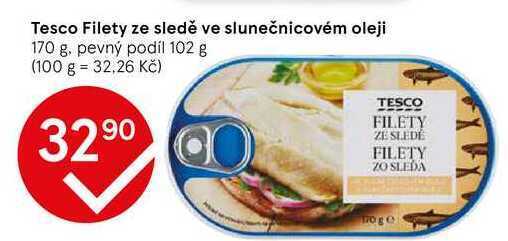 Tesco Tesco filety ze sledě ve slunečnicovém oleji 170 g nabídka