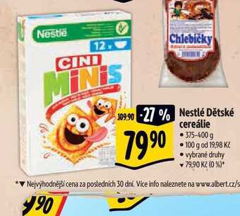 Albert Nestlé dětské cereálie •375-400 g nabídka