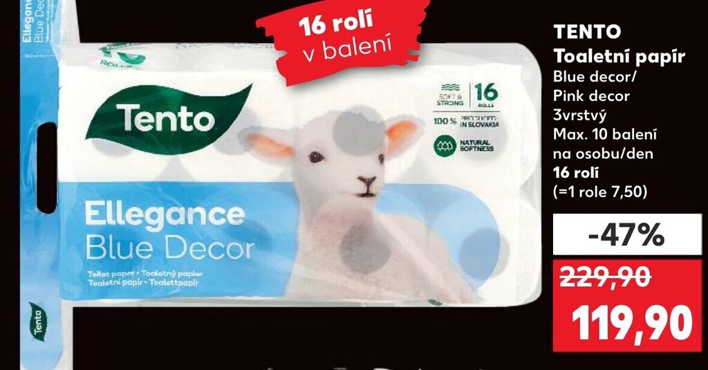 Kaufland TENTO Toaletní papír nabídka