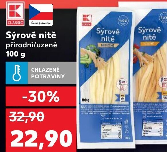 Kaufland Sýrové nitě přírodní/uzené 100 g nabídka