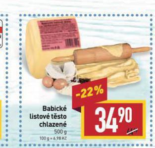 Billa Babické listové těsto nabídka