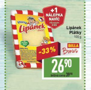 Billa Lipánek sýr nabídka