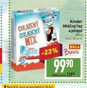 Billa Kinder mléčný řez nabídka