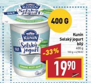 Billa Kunín selský jogurt nabídka