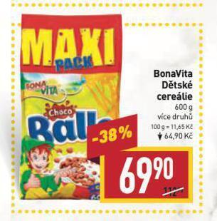 Billa Bonavita dětské cereálie nabídka